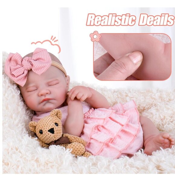 20" Body Reborn Baby Doll Realistic Floppy Newborn Girl Lifelike Poseable - Picture 4 of 6